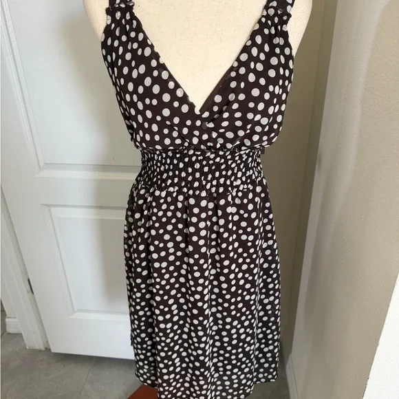 Vintage Y2K Brown Polka Dot Empire Waist Sundress Small Coquette Cottagecore - Picture 11 of 11